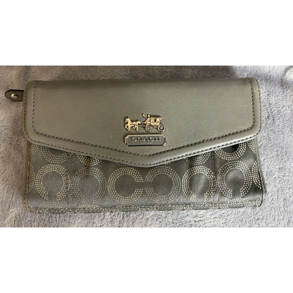 Coach Gray Wallet H&C Logo Tri fold
